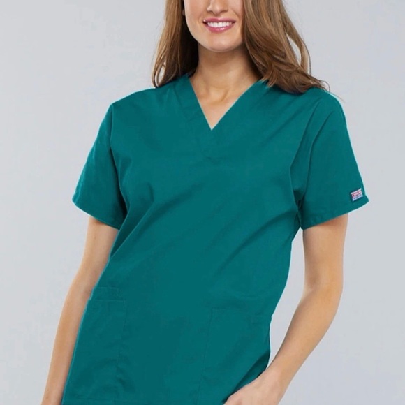 Cherokee Workwear Tops - Women's Teal Short Sleeve scrub top